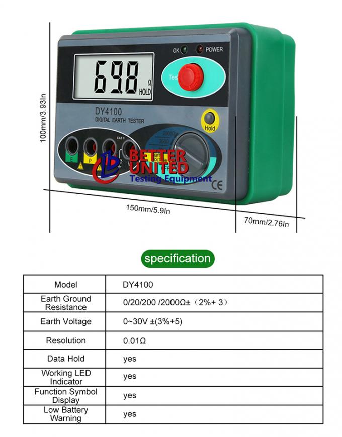 Resolution 0.01Ω Soil Resistivity Testing Equipment Digital Soil Tester