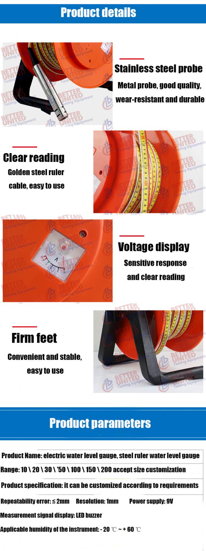 20M 300M Electric Water Level Meter Soil Testing Apparatus Customized